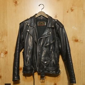 Shepherds Vintage Black Leather Motorcycle Jacket